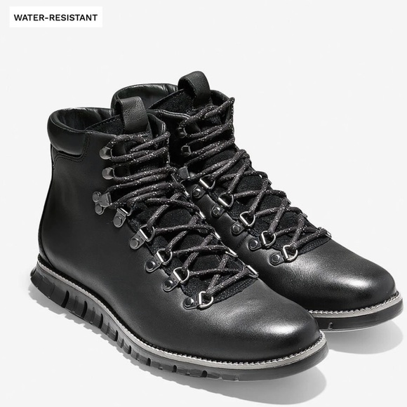 Cole Haan Zerogrand Waterproof Hiker Boots in black leather - Picture 6 of 6